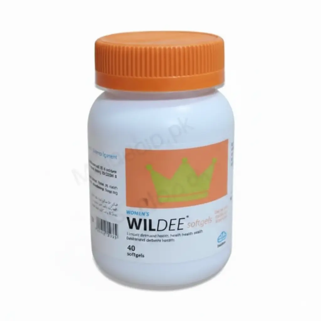 WILDEE Women's Softgels bottle with an orange cap, designed for female health and vitality.